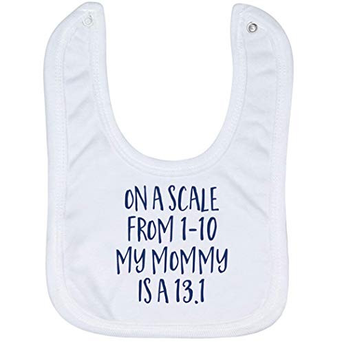 Running Baby  and  Infant Bib   My Mommy is A 13.1   Soft Microfiber Bib   Navy