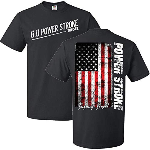 Aggressive Thread 6.0 Power Stroke Powerstroke T-Shirt with American Flag Black