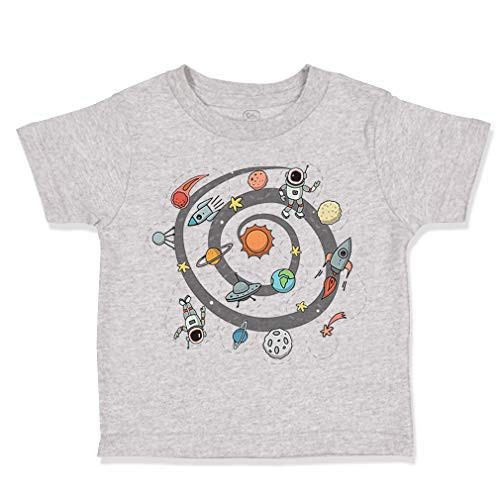Custom Toddler T-Shirt Space Ship Rocket Style B Cotton Boy  and  Girl Clothes Funny Graphic Tee Oxford Gray Design Only 5 6T