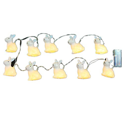 Beaupretty Rabbit String Lights Bunny Fairy Lights Easter Night Light 10 LED Easter Tree Lights for Easter Party Decoration White