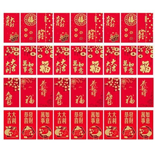 NUOBESTY 36pcs Chinese Red Envelopes Hongbao Chinese New Year Lucky Money Pockets 2021 Lucky Money Gift Envelopes for Wedding Xmas New Year Party Spring Festival