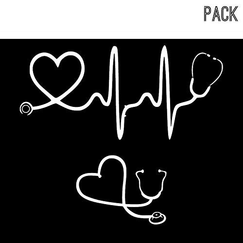 United by Color Stethoscope Laptop Decal Pack  White  - Nurse Stickers  RN Decal for YETI  Laptop  Car  Bumper  Window - Premium Quality Die Cut Nursing Stickers