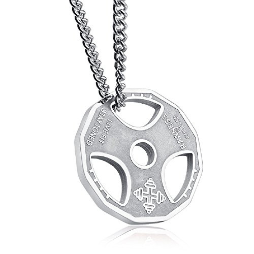 Pendant Necklace For Men Women Stainless Steel Gym Sports Fitness Barbell Weight Plate Dumbbell Chain Pendant Necklace For Men Women Stainless Steel Gym Sports Fitness Barbell Weight Plate Dumbbell Chain