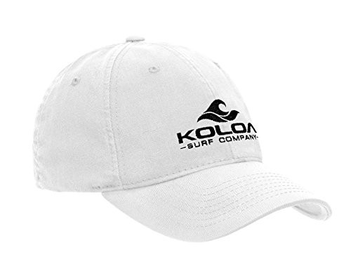 Koloa Embroidered Wave 3 inch  Logo Classic Cotton Unstructured Dad Hat-White Black