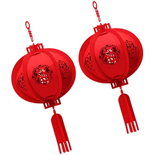 Minkissy 2Pcs Spring Festival Lantern Red Chinese Lanterns Good Fortune  Fu  Oriental Chinese New Year Lantern Decoration for 2021 New Year Chinese Spring Festival Celebration