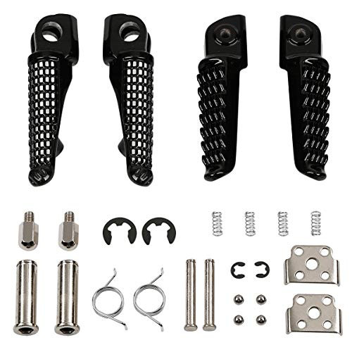 TCMT Front Rear Footrest Foot Pegs Fits For Kawasaki ZX6R 2003-2011 Kawasaki Z750 Z1000 2007-2012 ZX14 2006-2013 ZZR1200 2000-2006 ZX-10R 2004-2012 ZX-9R 1998-2003  Black