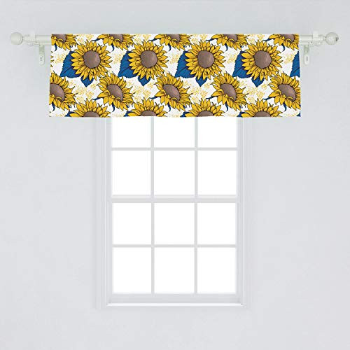 Ambesonne Sunflower Window Valance Graphic Harvest Themed Illustration Cartoon Design Curtain Valance for Kitchen Bedroom Decor with Rod Pocket 54 inch X 18 inch Blue Yellow Ambesonne Sunflower Window Valance Graphic Harvest Themed Illustration Cartoon Design Curtain Valance for Kitchen Bedroom Decor with Rod Pocket 54 inch X 18 inch Blue Yellow