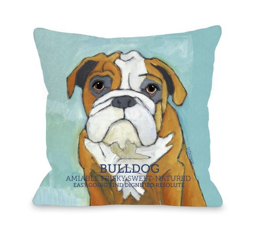 One Bella Casa Bulldog 1 Pillow, 16 by 16-Inch