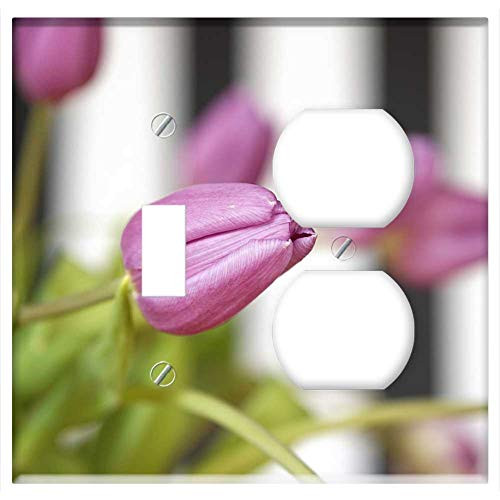 2-Gang Toggle Outlet Combination Wall Plate Cover - Tulips Flowers Nature Spring Pink Bouquet 2-Gang Toggle Outlet Combination Wall Plate Cover - Tulips Flowers Nature Spring Pink Bouquet