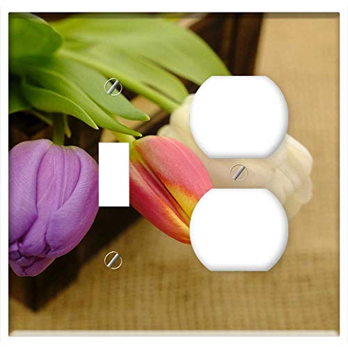 2-Gang Toggle Outlet Combination Wall Plate Cover - Tulips Bouquet Tulip Bouquet Flowers Spring 2-Gang Toggle Outlet Combination Wall Plate Cover - Tulips Bouquet Tulip Bouquet Flowers Spring