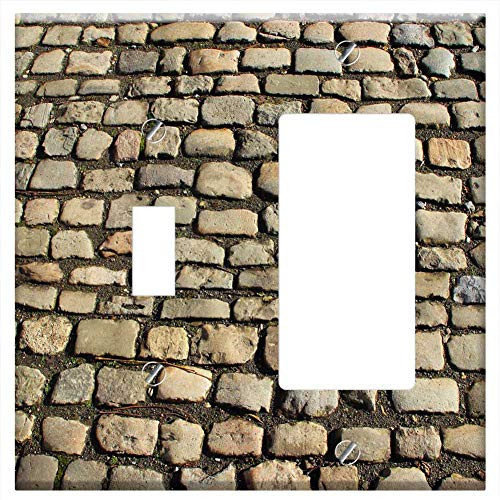 Toggle Rocker GFCI Combination Wall Plate Cover - Cobblestones Away Patch Paving Stones Stones Toggle Rocker GFCI Combination Wall Plate Cover - Cobblestones Away Patch Paving Stones Stones