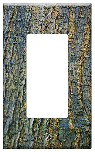 Switch Plate Single Rocker GFCI - Bark Patches Natural Organic Birch Environment 1