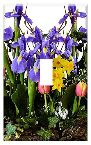 Switch Plate Single Toggle - Spring Tulips Daffodils Easter Flower Nature Red 1