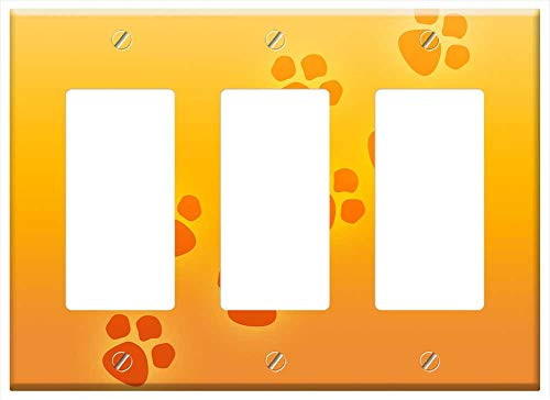 Switch Plate Triple Rocker GFCI - Paw Print Paws Prints Pet Dog Animal Cat Foot Switch Plate Triple Rocker GFCI - Paw Print Paws Prints Pet Dog Animal Cat Foot