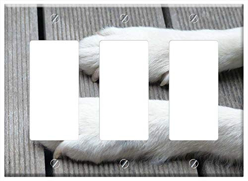 Switch Plate Triple Rocker GFCI - Dog Paws Foot Animal Animal Paws White Dog Paws