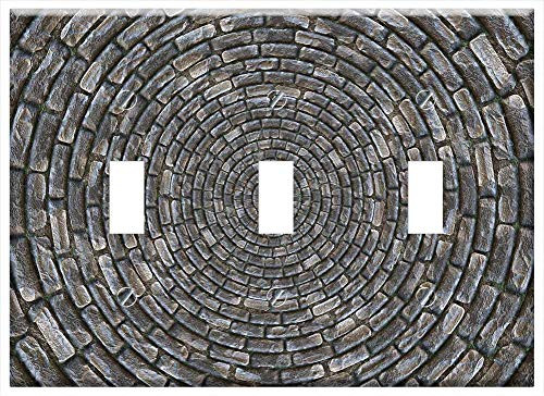 Switch Plate Triple Toggle - Stones Patch Circle Arches Pattern Structure 3