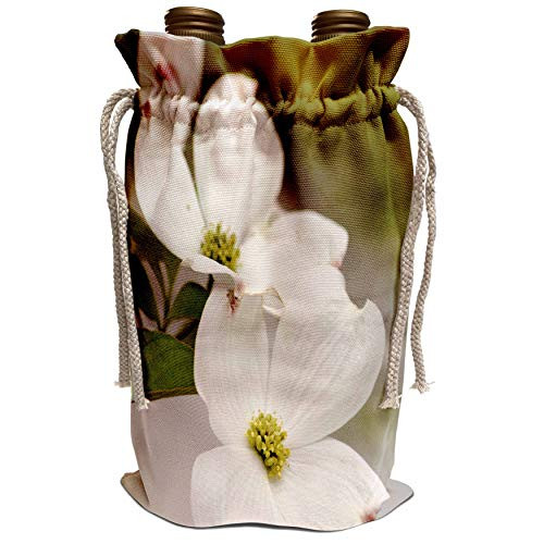 3dRose PS Flowers - Sweet Spring Dogwood Flowers - White Floral Photography - Wine Bag  wbg_51425_1