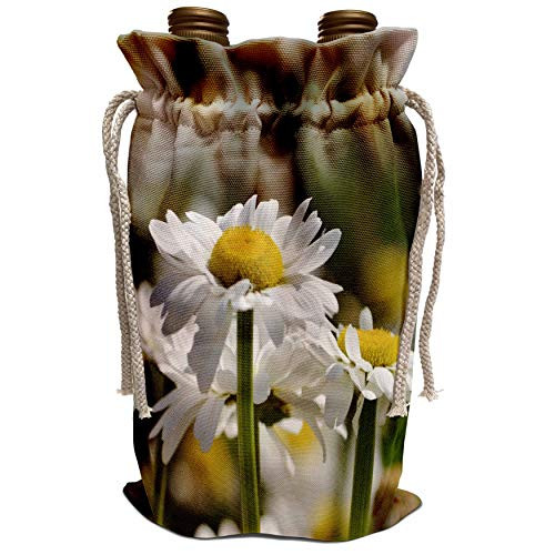3dRose PS Flowers - Patch of Daisies - White Flowers - Pretty Spring Floral - Wine Bag  wbg_57833_1