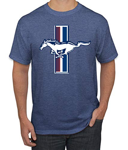 Ford Mustang Shirt Officially Licensed Logo Mens Tshirt Womens T-Shirt Performance Tee  Vintage Heather Blue  Large