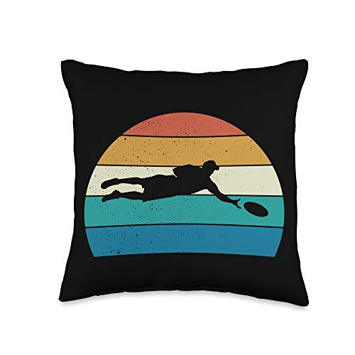 CAYZ Ultimate Flying Disc Designs Vintage Ultimate Golf Disc Sport Distressed Sun Throw Pillow  16x16  Multicolor