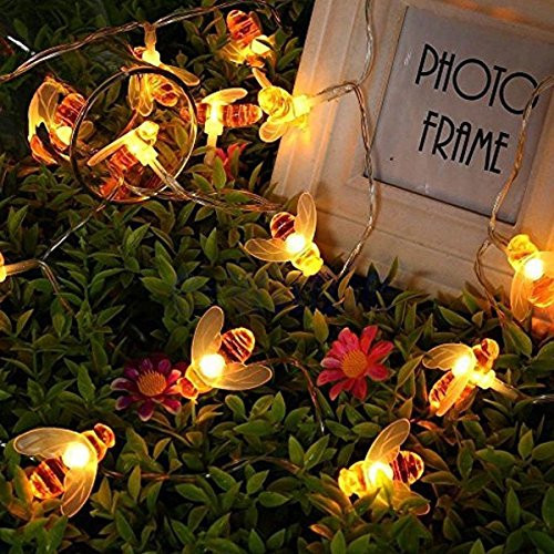 WONFAST Honeybee String Lights  5M 40LED Bumble Bee Battery Operated Fairy String Lighting for Home Party Birthday Summer Garden Wedding Christmas Indoor Outdoor Decorations  Warm White