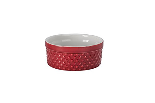 BIA Cordon Bleu 404946+767S1SIOC Textured Bakeware Round Souffle Dish, Red/White BIA Cordon Bleu 404946+767S1SIOC Textured Bakeware Round Souffle Dish, Red/White