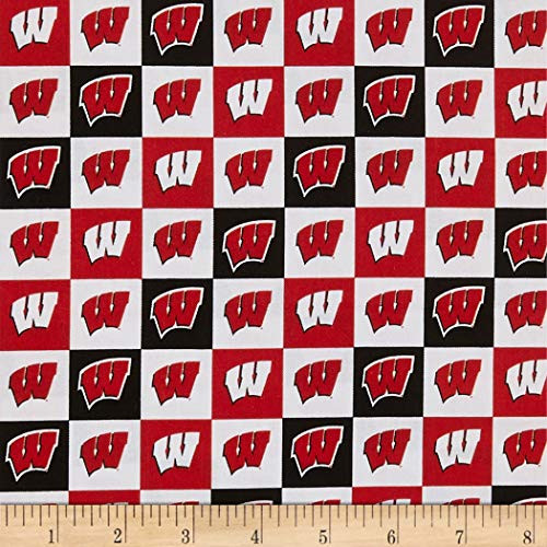 Sykel Enterprises NCAA Cotton Broadcloth Wisconsin Collegiate Check Fabric Team Color Fabric By The Yard Sykel Enterprises NCAA Cotton Broadcloth Wisconsin Collegiate Check Fabric Team Color Fabric By The Yard