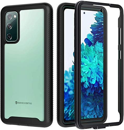 seacosmo Compatible with Samsung Galaxy S20 FE Case  Full Body Shockproof Cover  with Built-in Screen Protector  Slim Fit Bumper Protective Phone Case for Samsung Galaxy S20FE 5G-  Black Clear