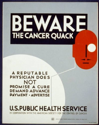 Vintage Reprints Photo Beware The Cancer Quack A reputable Physician Does not Promise a Cure  Demand Advance Payment  advertise   1936