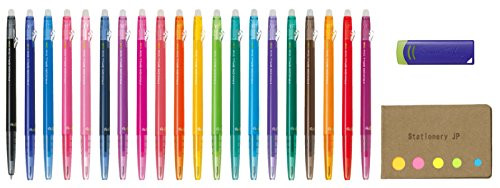 Pilot FriXion Ball Slim 038 Retractable Erasable Gel Ink Pen, Extra Fine Point, 0.38mm, 20 Colors, FriXion Eraser, Sticky Notes Value Set