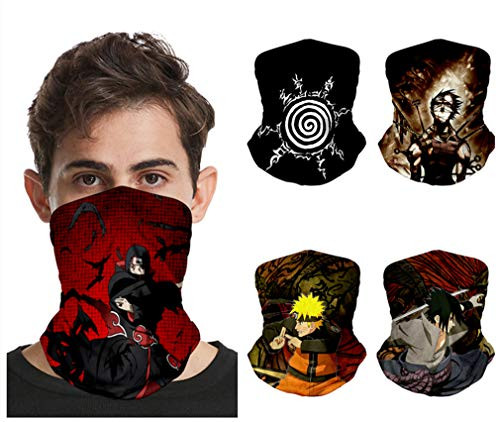 AMOMA 5-pack Anime One Punch Man One Piece Naruto Printed Comics Balaclavas Neck Gaiter One Size NarutoD