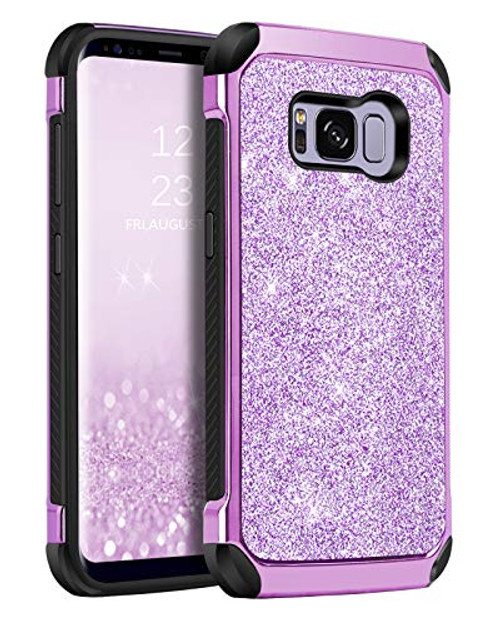 BENTOBEN Galaxy S8 Case  Phone Case Samsung S8  Bling Sparkly Glitters Slim Fit Shockproof Protective Dual Layer Hybrid Hard PC Soft TPU Bumper Drop Protection Non-Slip Girl Women Phone Covers  Purple