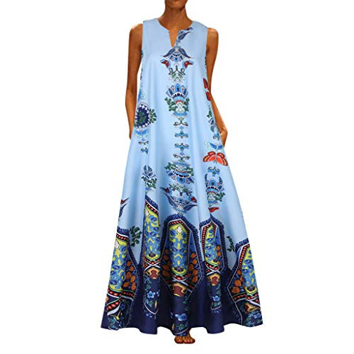 aihihe Womens Plus Size Long Maxi Dresses Summer Casual Boho V Neck Sleeveless Loose Maxi Dress with Pockets