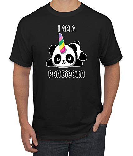 I Am a Pandicorn Funny Cute Rainbow Panda Unicorn   Mens Pop Culture Graphic T-Shirt  Black  4XL