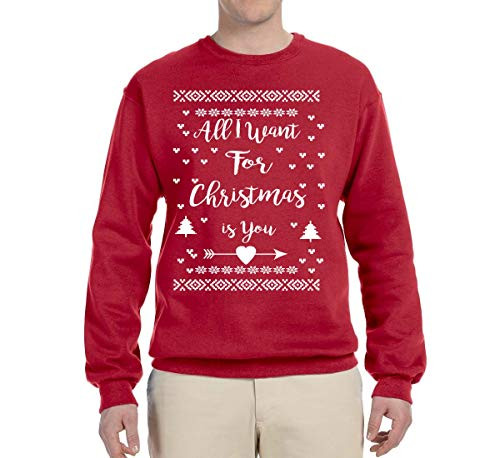 All I Want for Christmas is You Cute Xmas Couples Ugly Christmas Sweater Crewneck Sweatshirt Red Large All I Want for Christmas is You Cute Xmas Couples Ugly Christmas Sweater Crewneck Sweatshirt Red Large