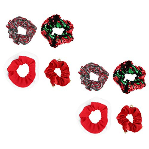 PIXNOR 8pcs Christmas Hair Scrunchies Christmas Ponytail Holders Elastic Scrunchy Hair Ties Ropes for Women Girls