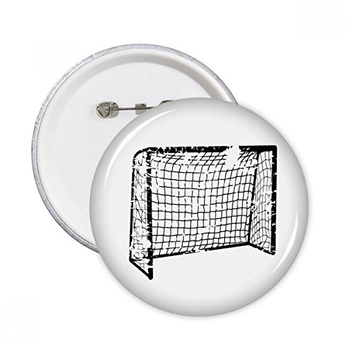 Black Football Door Net Pattern Round Pins Badge Button Emblem Accessory Decoration 5pcs