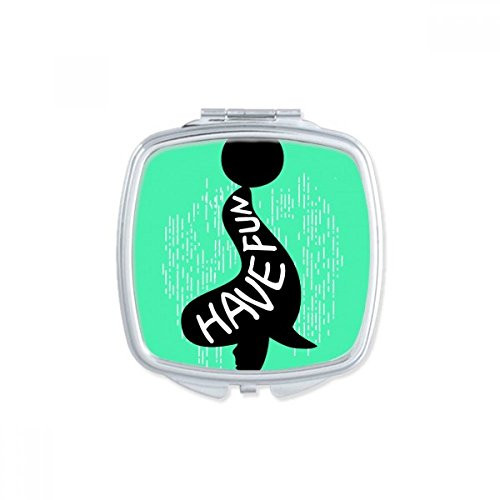 Black Seal Animal Outline Natural Square Mirror Portable Compact Pocket Makeup Double Sided Glass