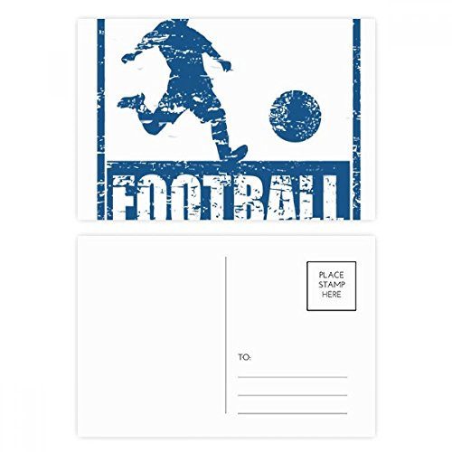 Blue Football Player Kick Football Postcard Set Birthday Mailing Thanks Greeting Card