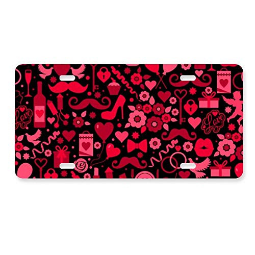 DIYthinker Black Pink Hearts Lips Valentine s Day License Plate Decoration Stainless Automobile Steel Tag