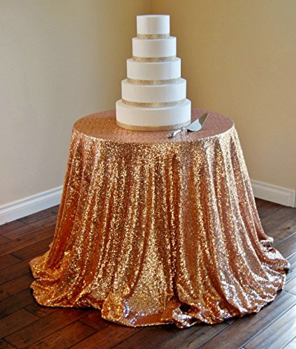 120''(300cm) Round Rose Gold Sequin Table Cloth Cake Table Sequin Tablecloth Wholesale Sequin Table Cloths Sequin Linens Gold Sequin Dropping to the Floor