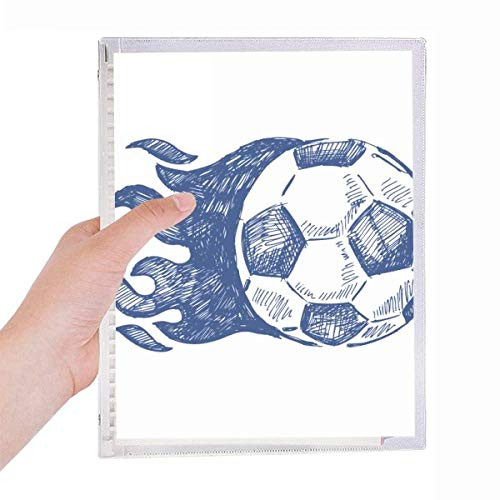 Football Flame Blue Pattern Soccer Notebook Loose Leaf Diary Refillable Journal Stationery