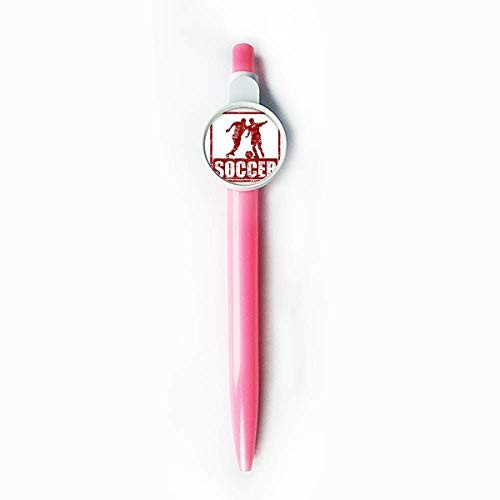 Red Football Player Grab Football Rollerball Tip Blue Retractable Pen Write Stationery