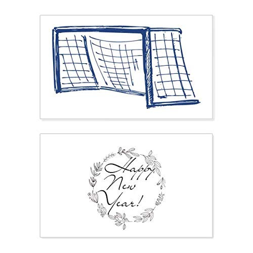 Blue Football Door Net Pattern New Year Festival Greeting Card Bless Message Present