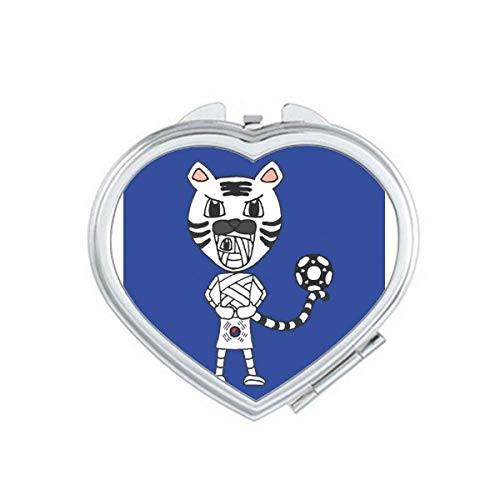 Korean White Tiger Mummy Football Mirror Travel Magnification Portable Handheld Pocket Makeup