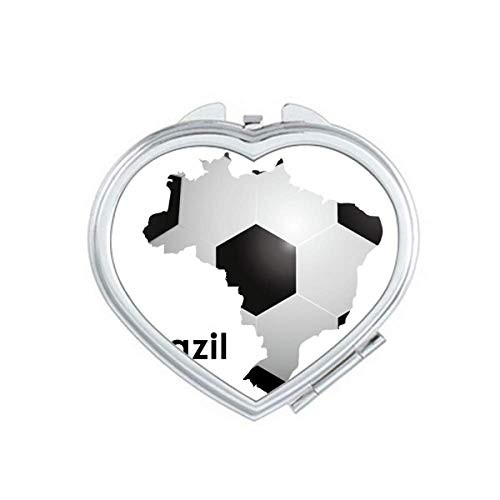 Soccer Brazil Map Shape Brazil Slogan Mirror Travel Magnification Portable Handheld Pocket Makeup
