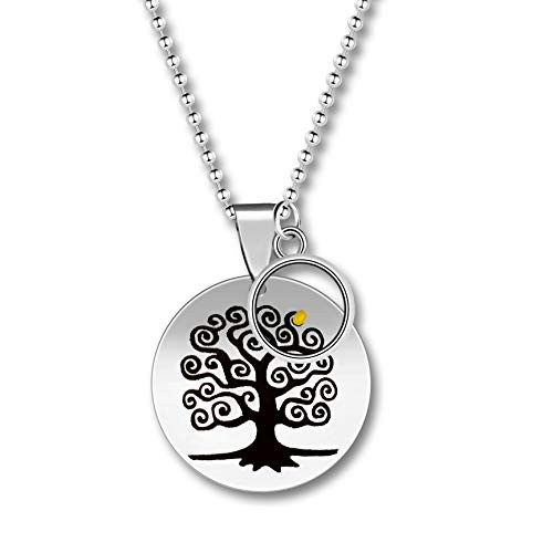 Stainless Steel Tree of Life Pendant Mustard Seed Necklaces Bead Chain Christain Jewelry Gifts for Family Members Y765  Round-Silver Stainless Steel Tree of Life Pendant Mustard Seed Necklaces Bead Chain Christain Jewelry Gifts for Family Members Y765  Round-Silver