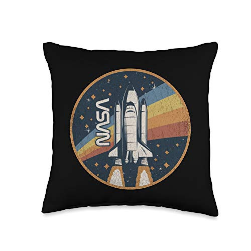 Awesome Space Gifts NASA Accessories NASA Merch NASA Emblem Space Shuttle Patch Rocket Launch Retro 80s Throw Pillow  16x16  Multicolor