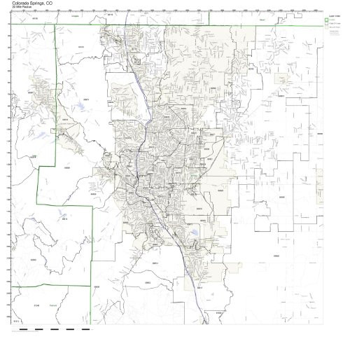 Colorado Springs  CO ZIP Code Map Not Laminated