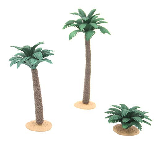 Cabilock 3pcs Scenery Model Tree Coconut Tree Landscape Tree Fake Tree Miniature Plant Pots Bonsai Craft Micro Landscape Decoration for DIY Scenery Landscape